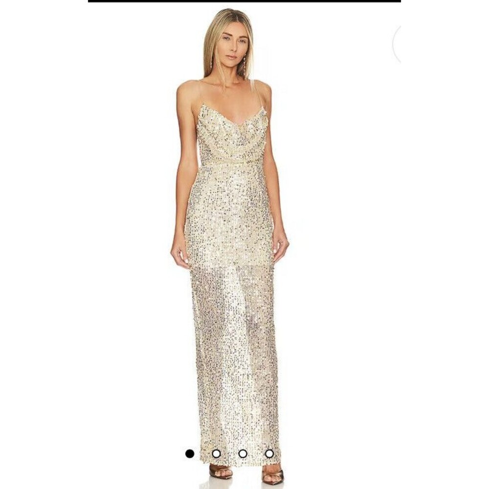 Nookie Tayla Gown in Gold Sequence Size Large NWT
